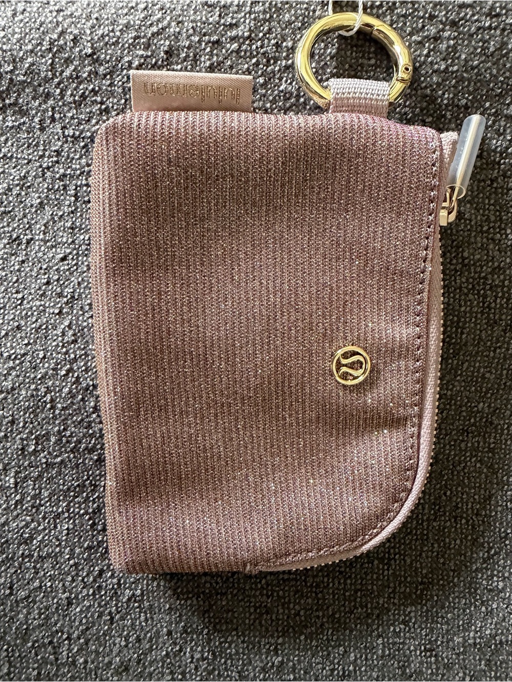 lululemon athletica Small Pouch in Dusty Mauve glitter with gold hardware